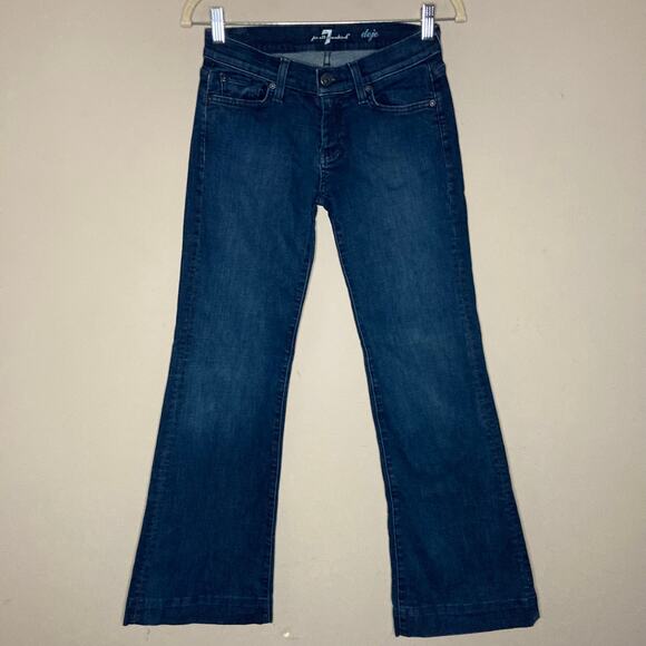 7FAMK 7 For All Mankind DOJO Jeans Womens 25 S Dark Wash Flared Wide Trouser Leg - Picture 2 of 16